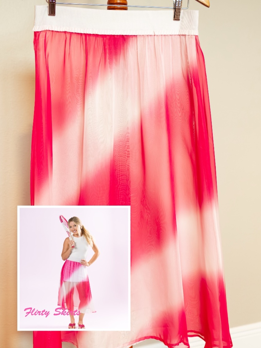 Sheer Pink and White Boho Skirt NWT